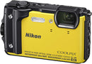 Nikon W300 Waterproof Underwater Digital Camera with TFT LCD, 3", Yellow (26525)